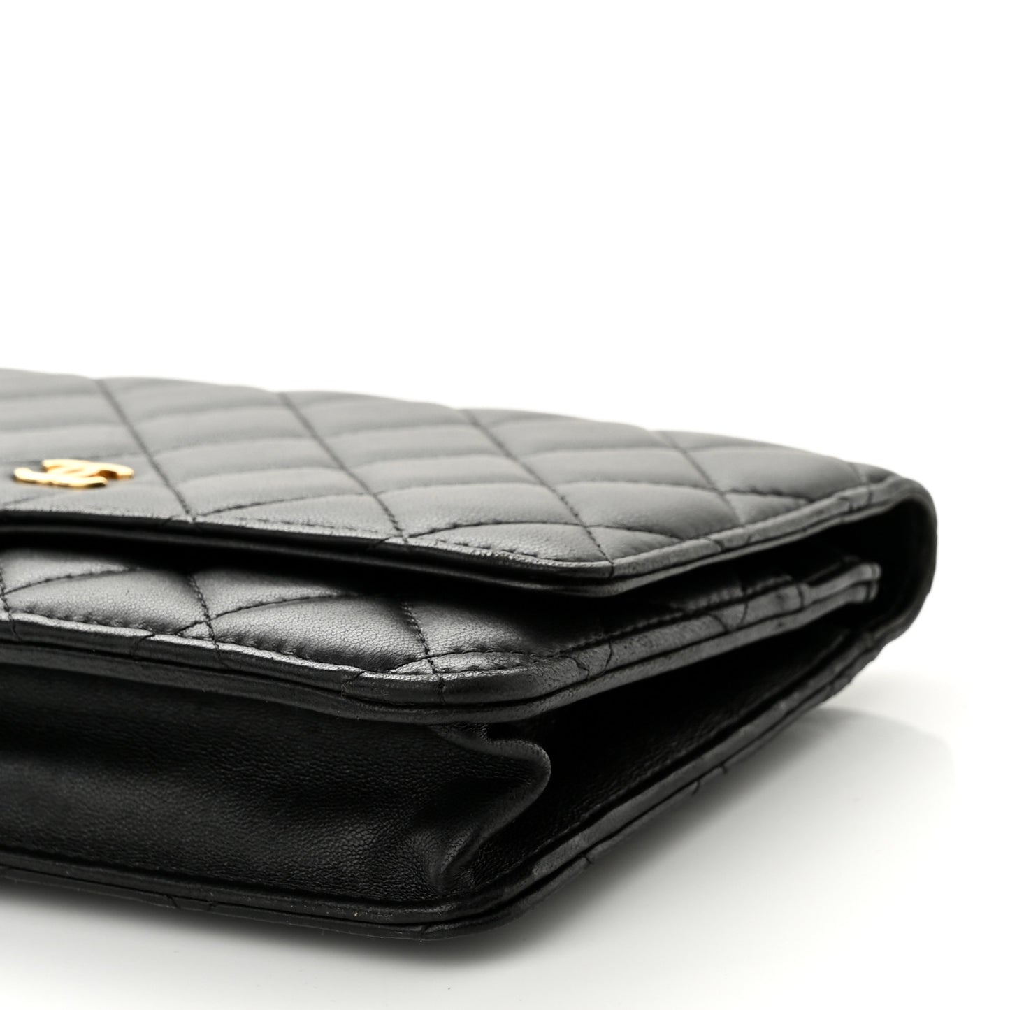 Lambskin Quilted Wallet On Chain WOC Black