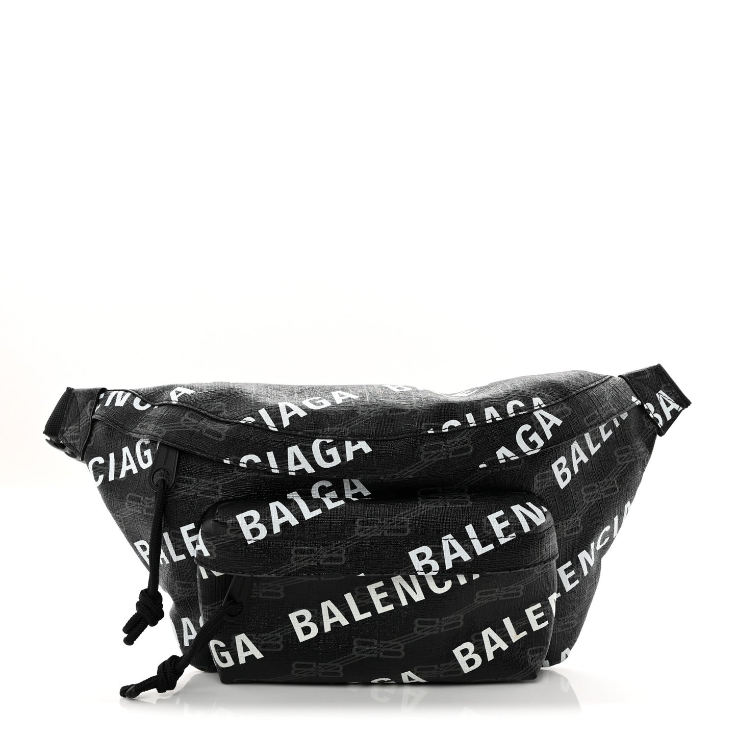Coated Canvas BB Monogram Allover Logo Medium Signature Beltpack Black Grey White Black Grey White