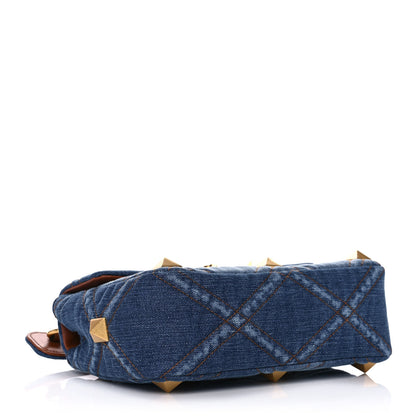 Valentino Garavani Denim Medium Roman Stud Shoulder Bag Light Denim Selleria 4 of 11