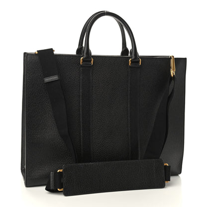 Gucci Grained Calfskin Web Top Handle Tote Black 3 of 9