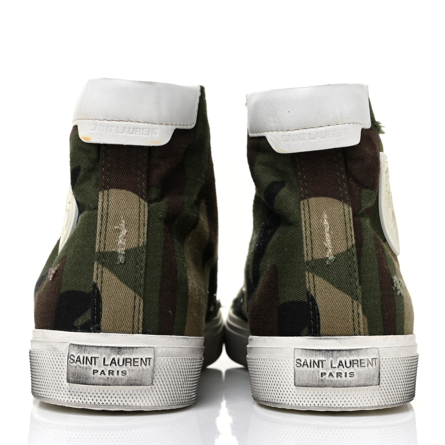 Saint Laurent Distressed Canvas Camouflage Print Bedford Hightop Sneakers 41 5 of 10