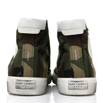 Saint Laurent Distressed Canvas Camouflage Print Bedford Hightop Sneakers 41 5 of 10