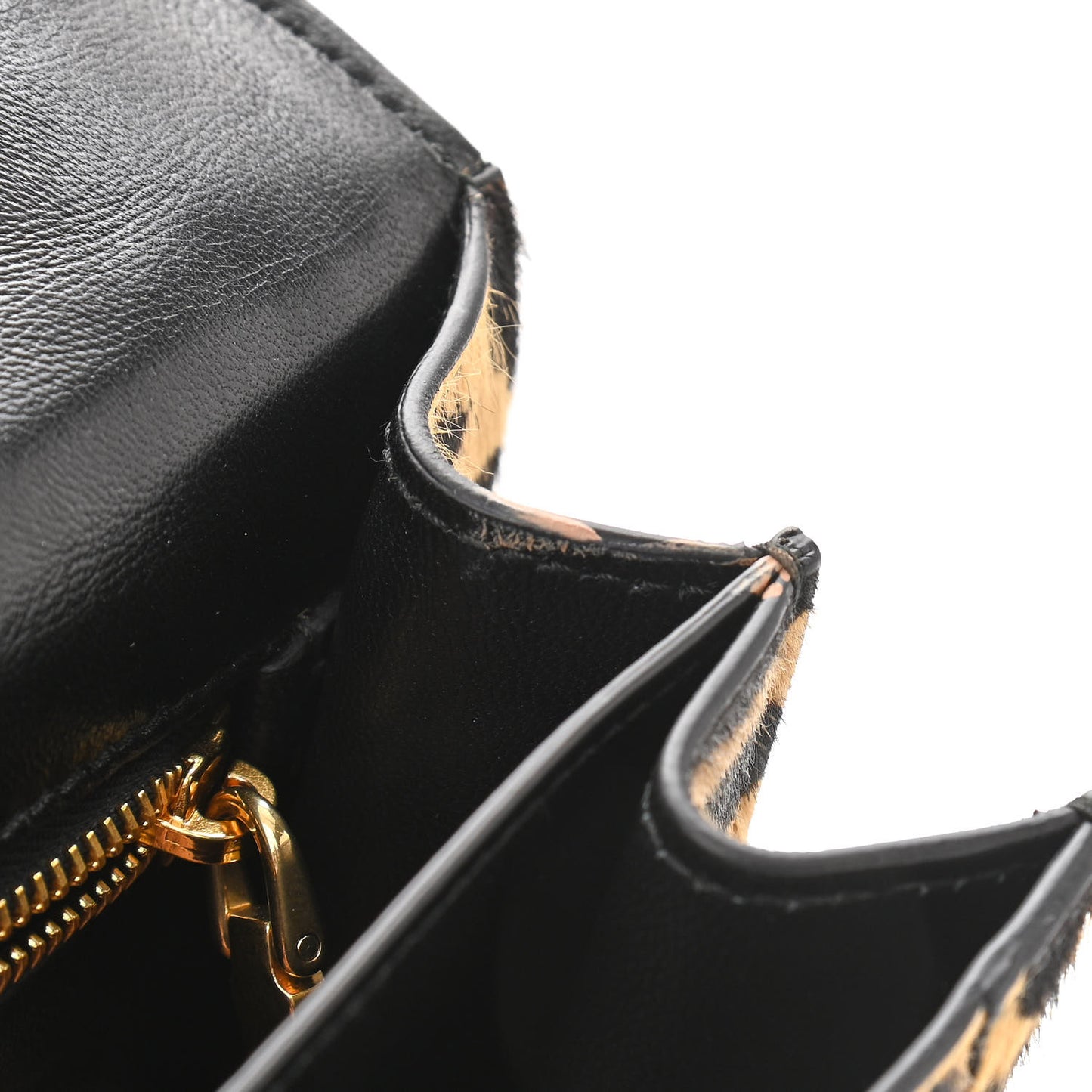 Pony Hair Leopard Print Confidential Logo Shoulder Bag