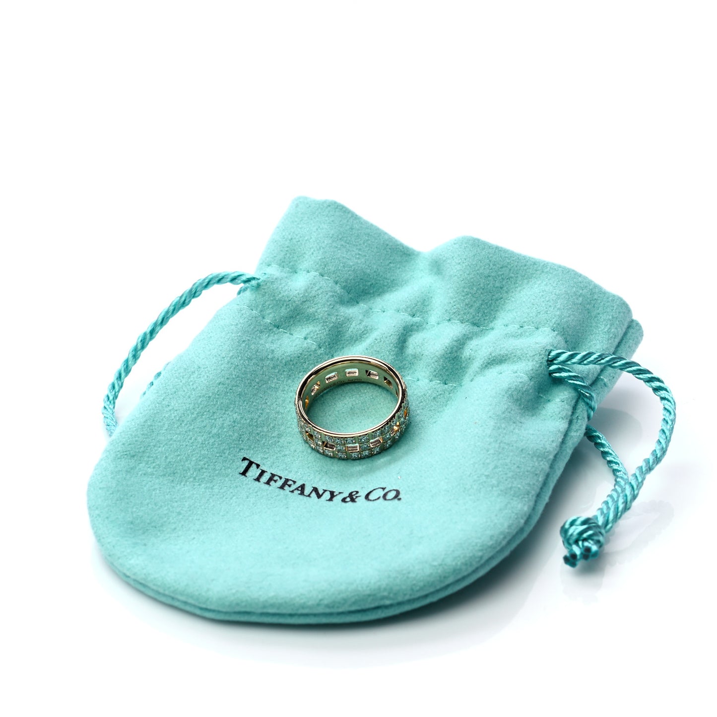 18K Yellow Gold Diamond T True Wide Ring 49 4.75