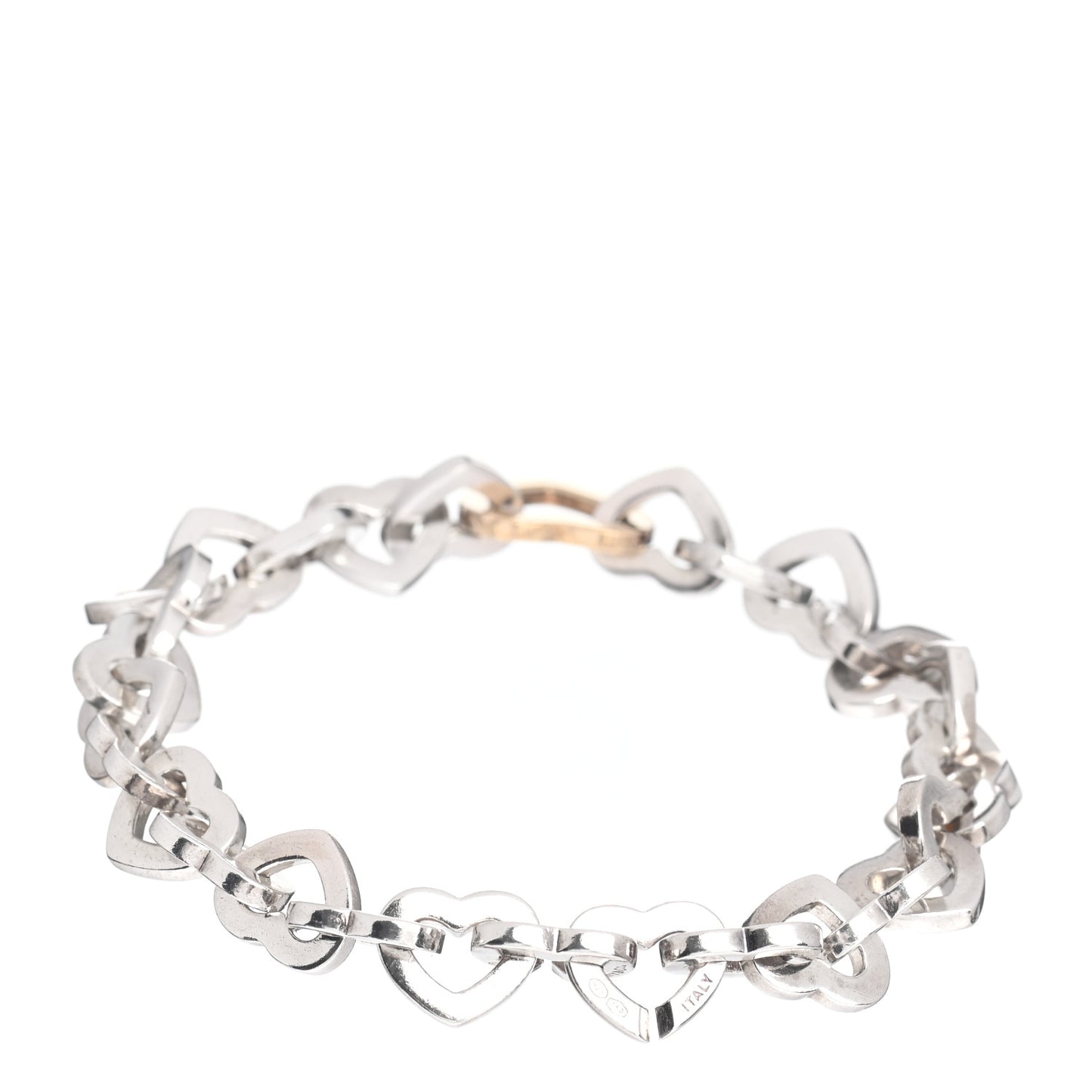 Sterling Silver 18K Yellow Gold Heart Links Bracelet