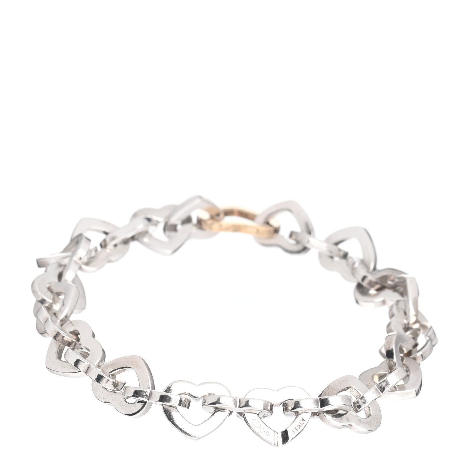Tiffany Sterling Silver 18K Yellow Gold Heart Links Bracelet 3 of 4