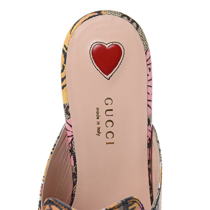 Gucci GG Supreme Monogram Bengal Womens Princetown Slippers 38 Beige Crop Pink 7 of 9