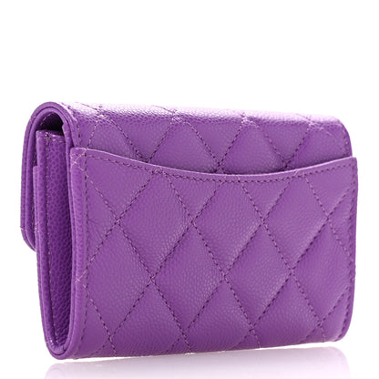 Chanel Caviar Quilted Flap Card Holder Wallet Purple 3 of 9