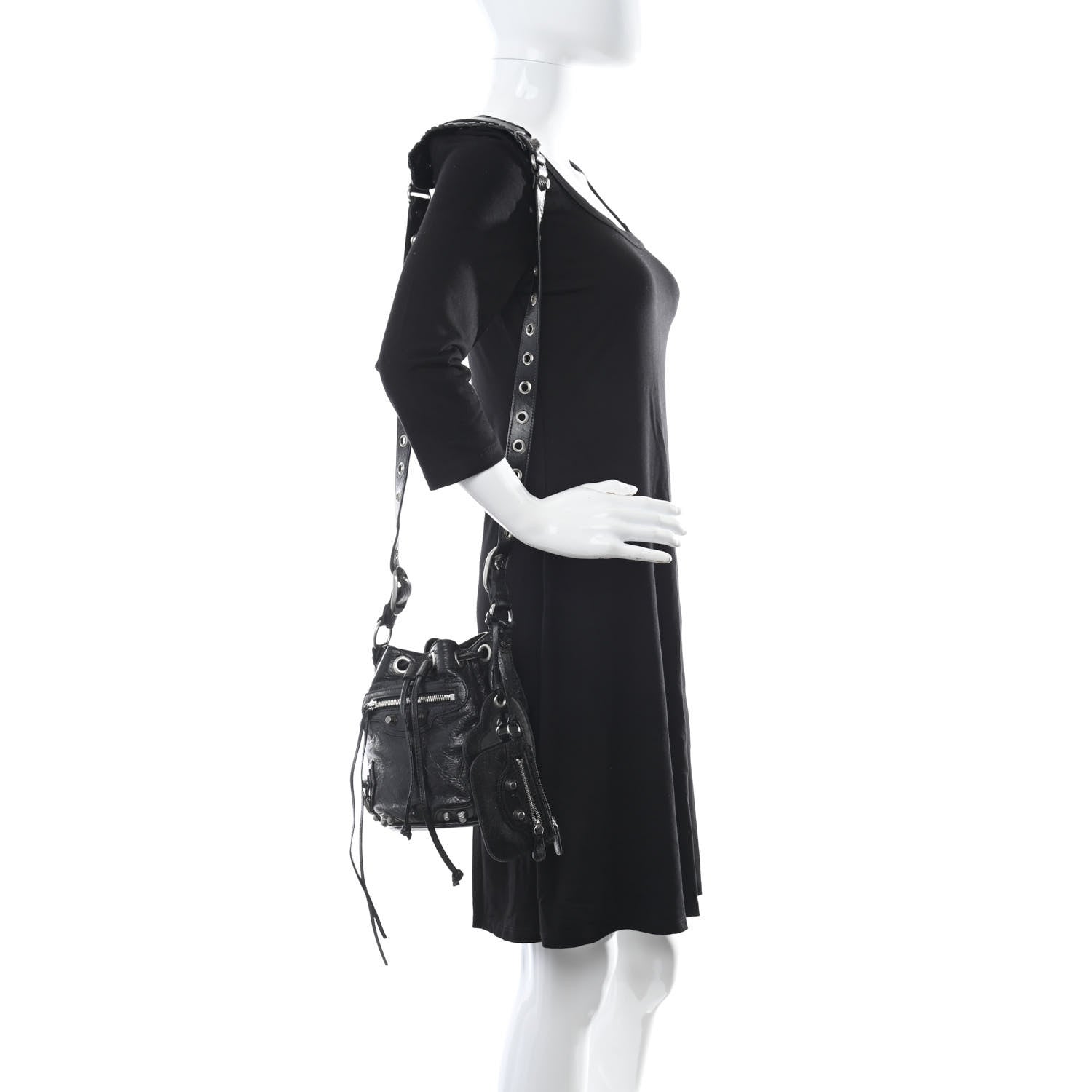 Balenciaga Agneau Arena Le Cagole Bucket Bag XS Black 2 of 10