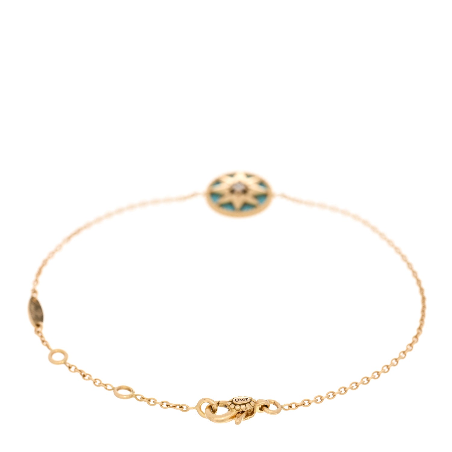 Christian Dior 18K Yellow Gold Diamond Turquoise Rose des Vents Bracelet 2 of 3
