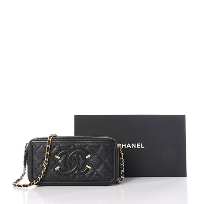 Chanel Caviar Quilted CC Filigree Clutch With Chain Black 10 of 10