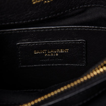 Saint Laurent Denim Matelasse Chevron Summer Embroidered Monogram Medium College Bag Blue 7 of 12