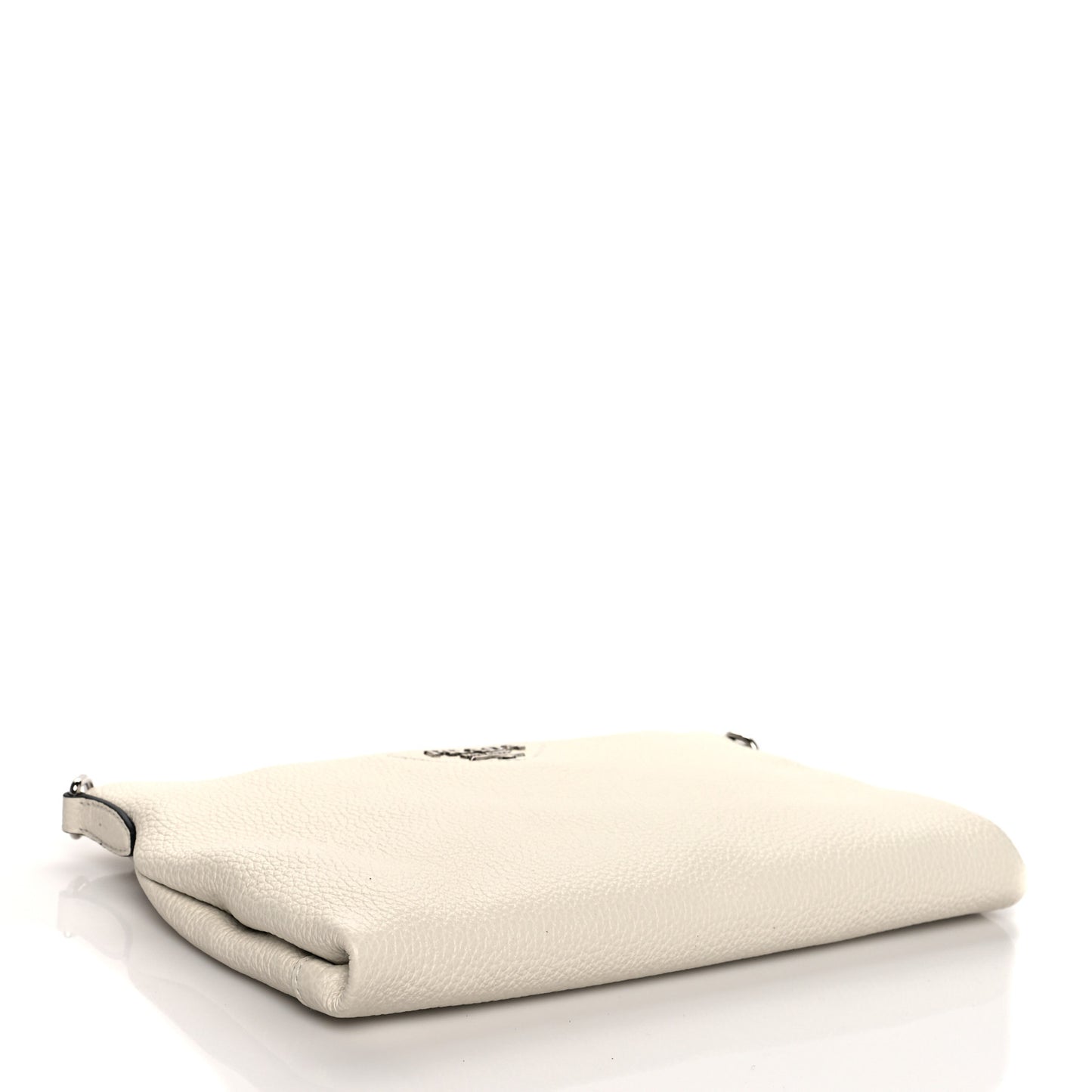 Vitello Daino Soft Zippered Shoulder Bag White