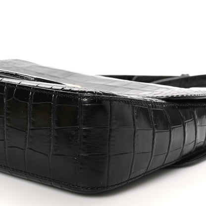Givenchy Calfskin Crocodile Embossed Small Nobile Shoulder Bag Black 9 of 9