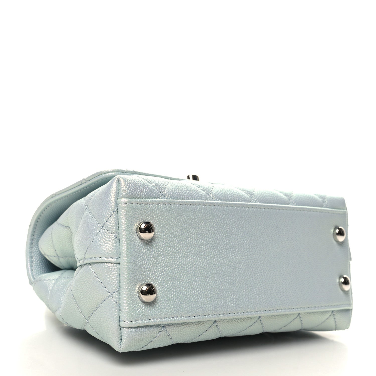 Chanel Iridescent Caviar Quilted Extra Mini Coco Handle Flap Light Blue 4 of 11