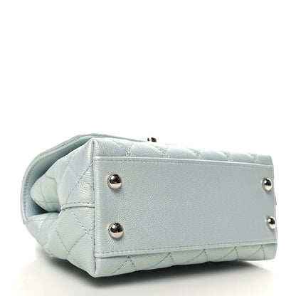 Chanel Iridescent Caviar Quilted Extra Mini Coco Handle Flap Light Blue 4 of 11