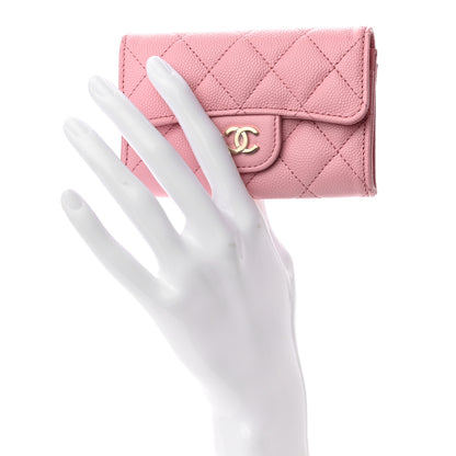 Chanel Caviar Quilted Flap Card Holder Wallet Light Pink 2 of 8