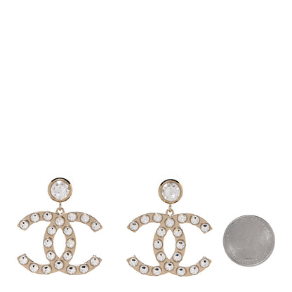 Chanel Round Crystal CC Dangle Earrings Gold 2 of 5