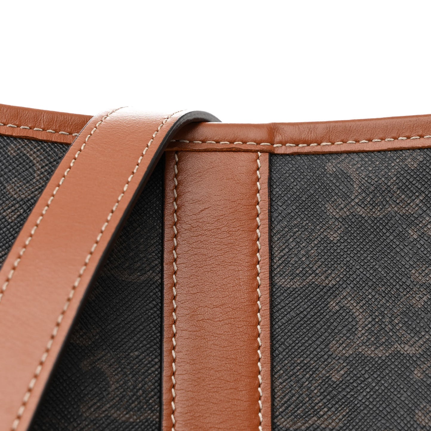 Triomphe Canvas Calfskin Small Bucket Bag Tan
