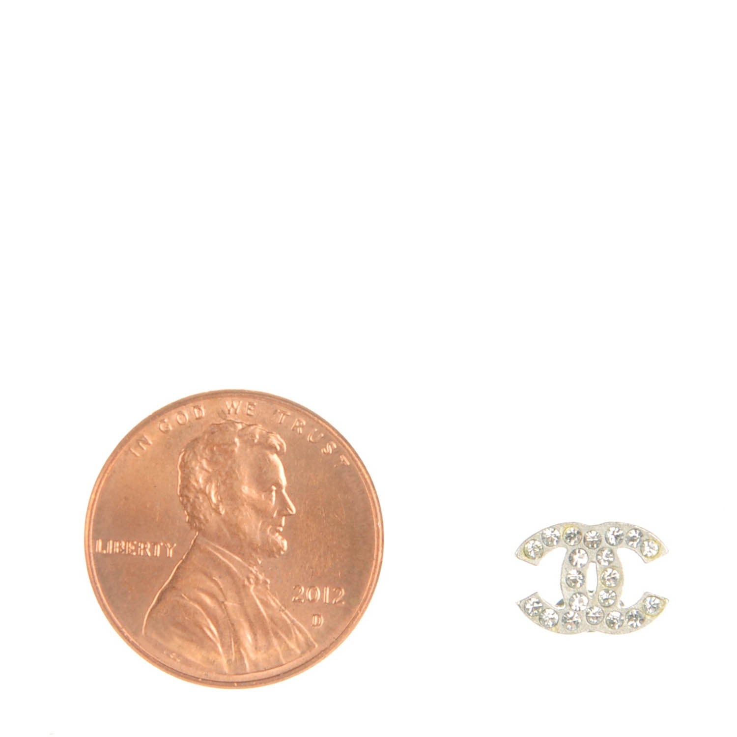 Chanel Crystal Mini Timeless CC Earrings Silver 2 of 5