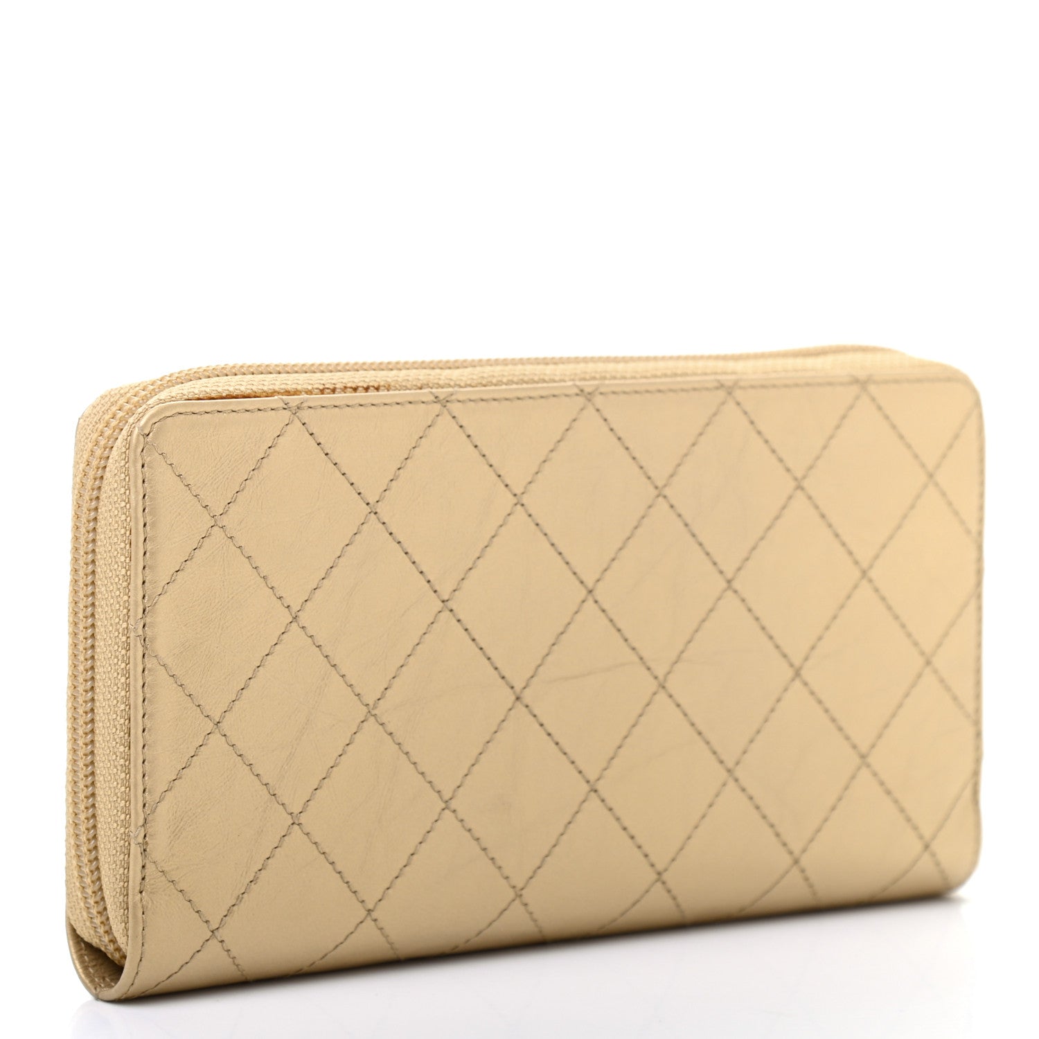 Chanel Metallic Aged Calfskin Quilted Palette Gusset Zip Around Wallet Gold 3 of 9