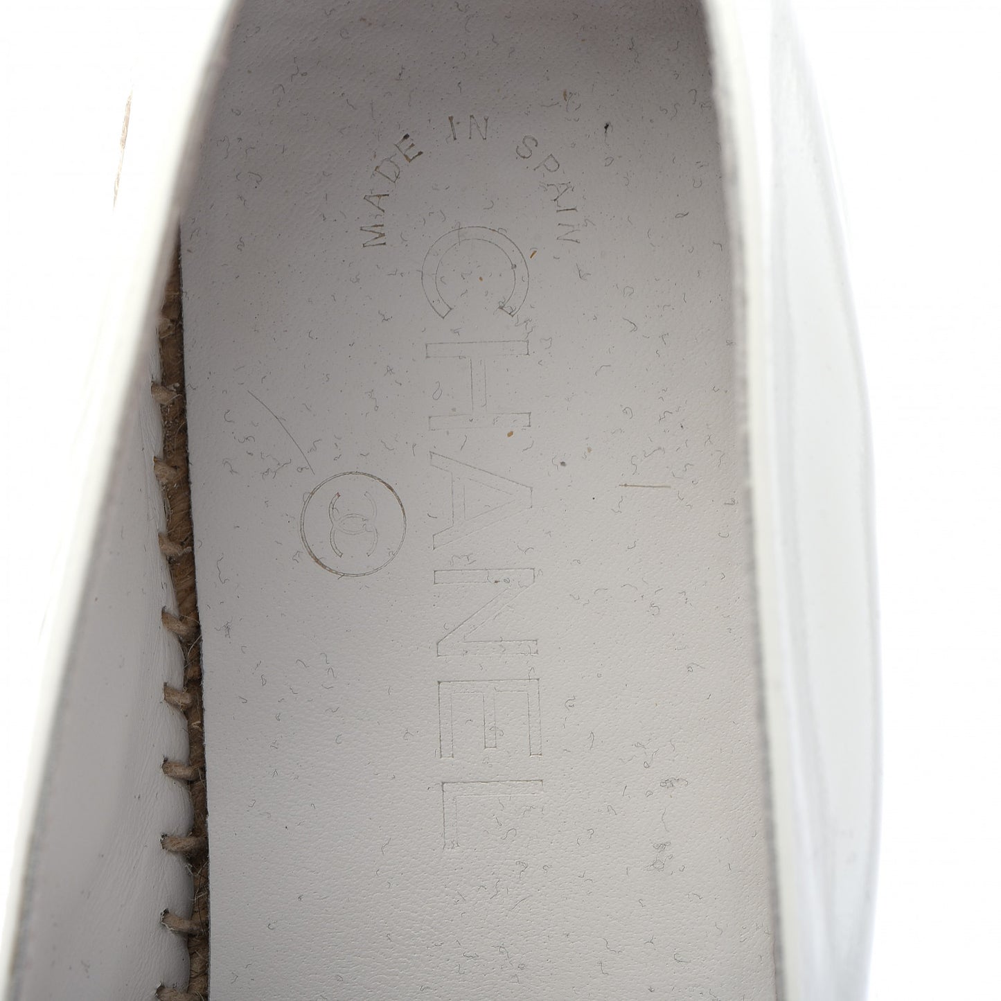 Patent Calfskin Crystal CC Espadrilles 40 White Black