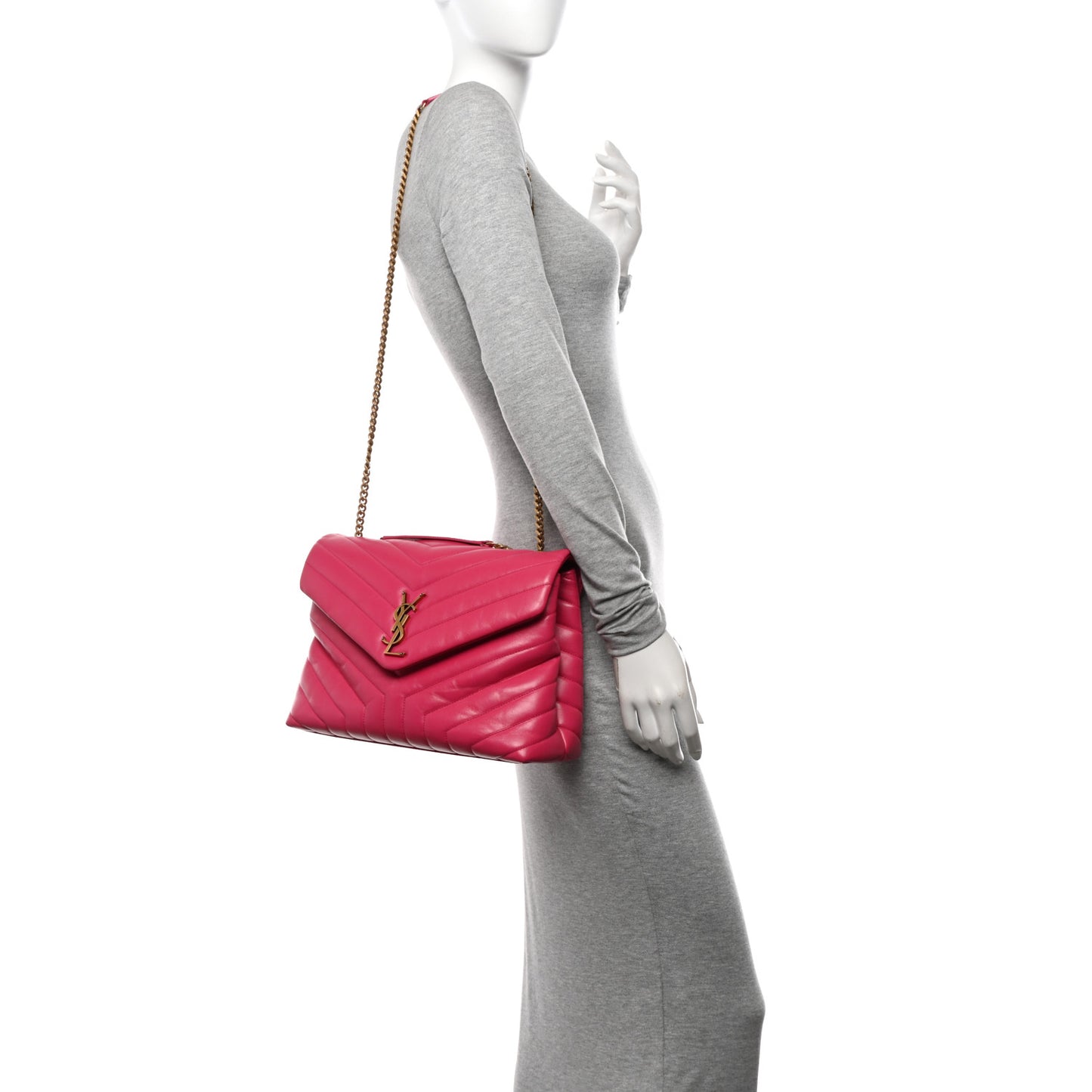 Calfskin Y Quilted Monogram Medium Loulou Chain Satchel Freesia