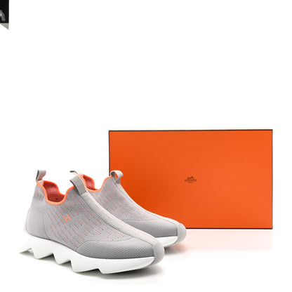 Hermes Technical Canvas Goatskin Womens Eclair Sneakers 39 Gris Clair 9 of 9