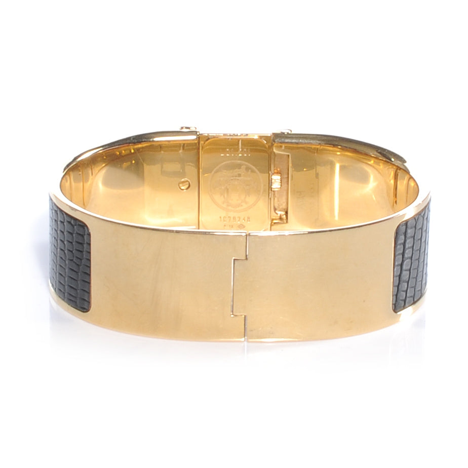 Stainless Steel Lizard 19mm Loquet Quartz Watch Noir