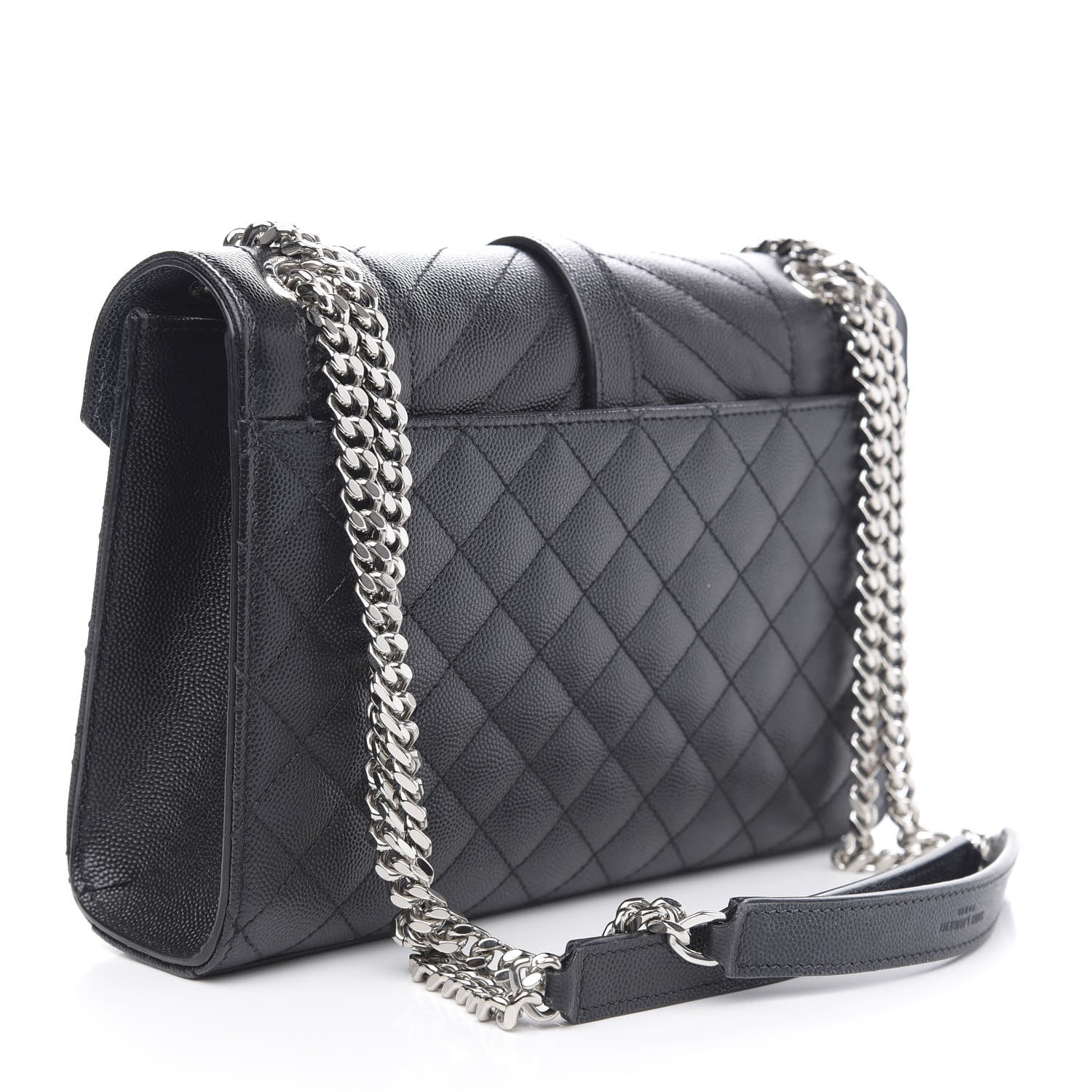 Saint Laurent Grain De Poudre Textured Mixed Matelasse Triquilt Medium Monogram Satchel Black 3 of 13