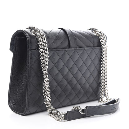 Saint Laurent Grain De Poudre Textured Mixed Matelasse Triquilt Medium Monogram Satchel Black 3 of 13