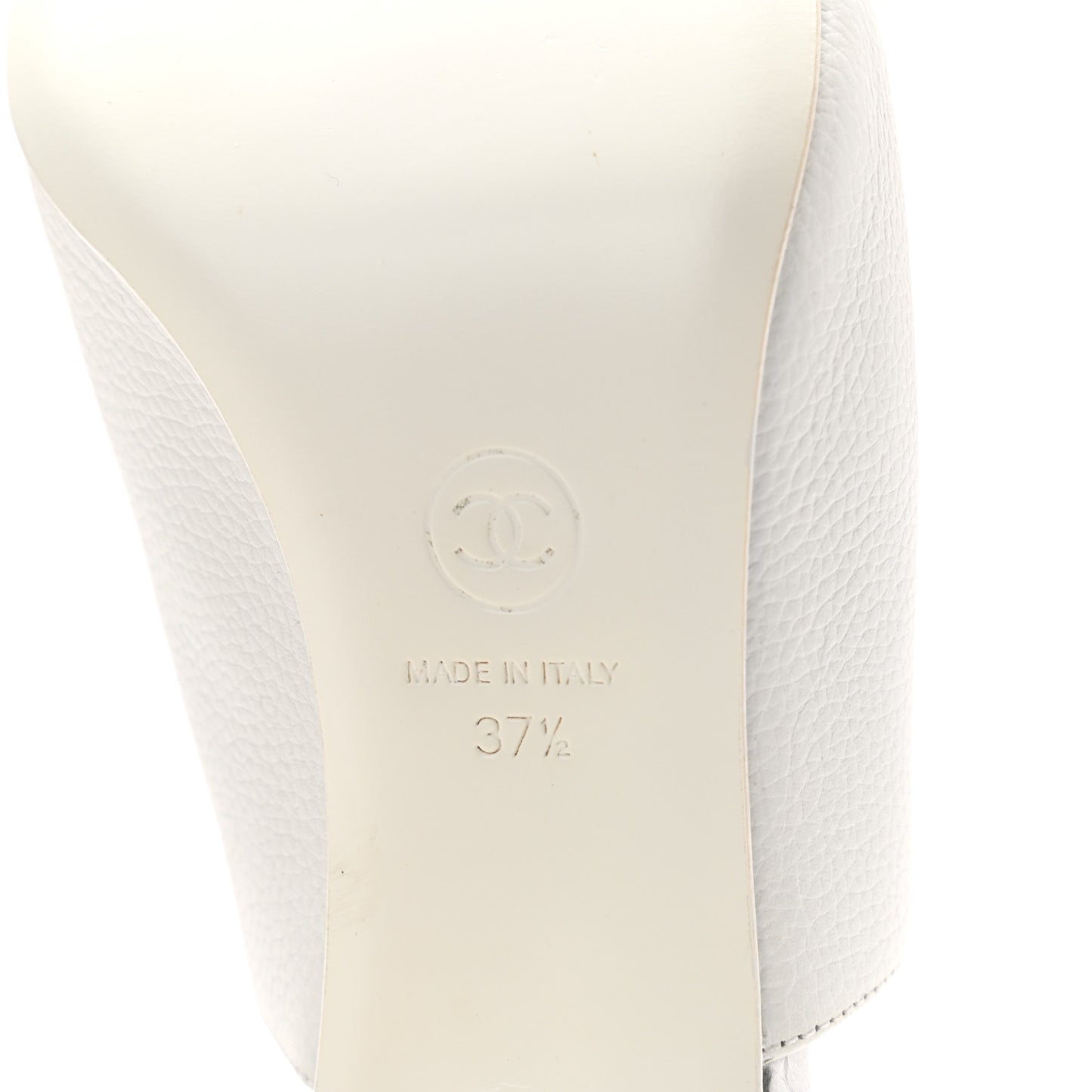 Grained Calfskin Snakeskin Cap Toe Mules 37.5 Ivory Silver