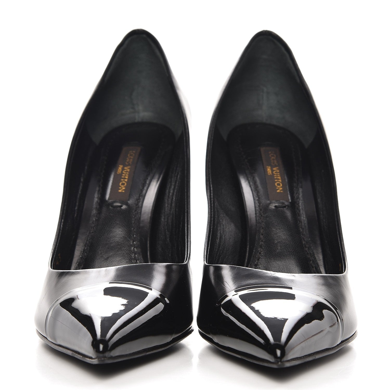 Louis Vuitton Patent Calfskin Cap Toe Pumps 35.5 Black 3 of 8