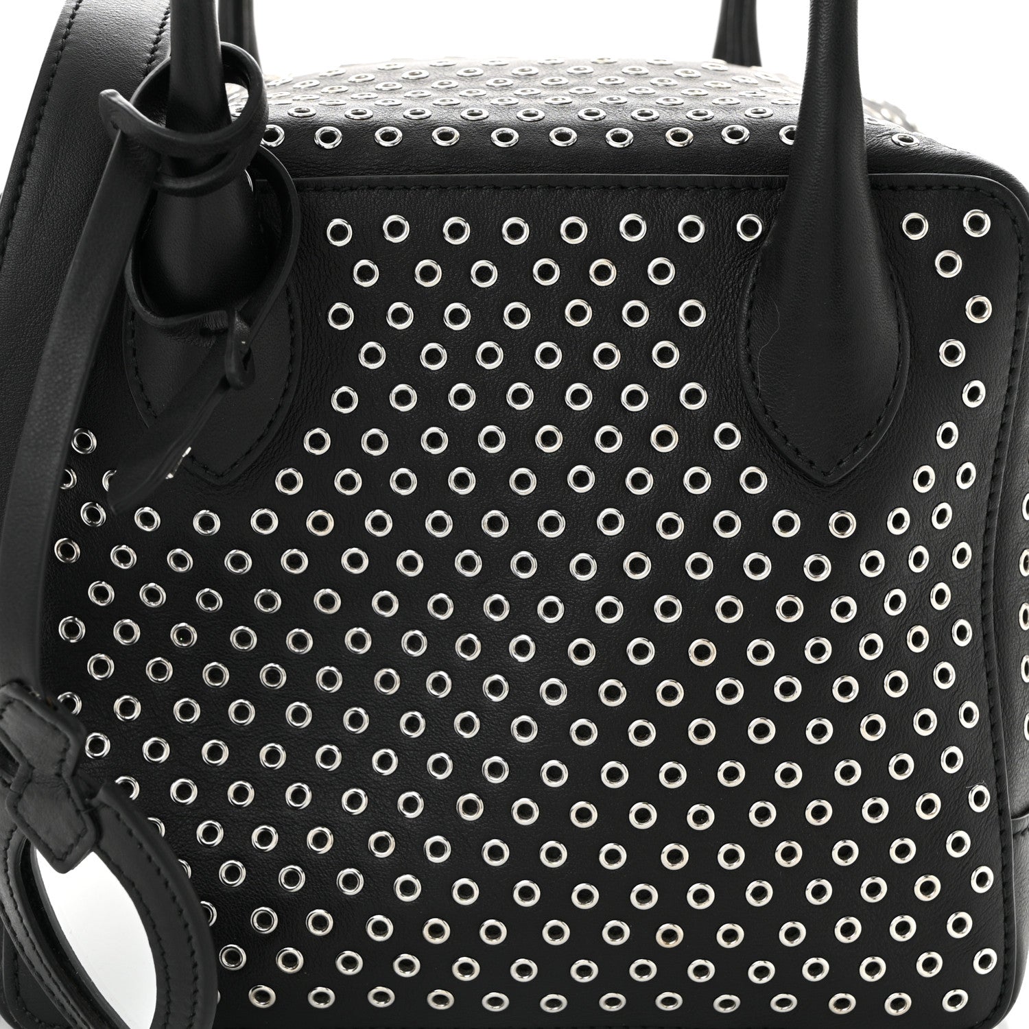 Alaia Calfskin Grommet Studded Top Handle Bag Black 7 of 9
