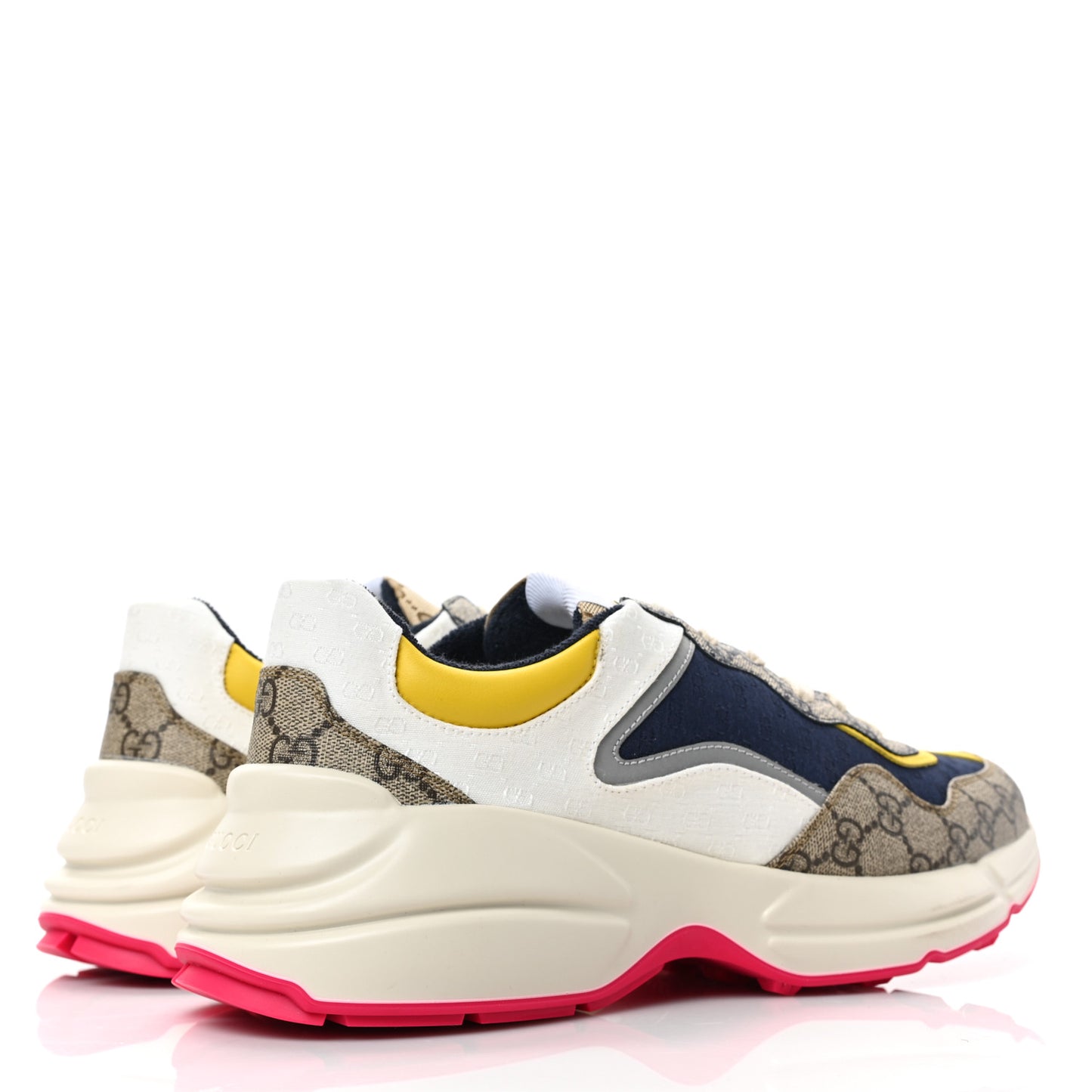 GG Supreme Monogram Mix Monogram Mens Rhyton Sneakers 10 London Blue Beige Sun Yellow