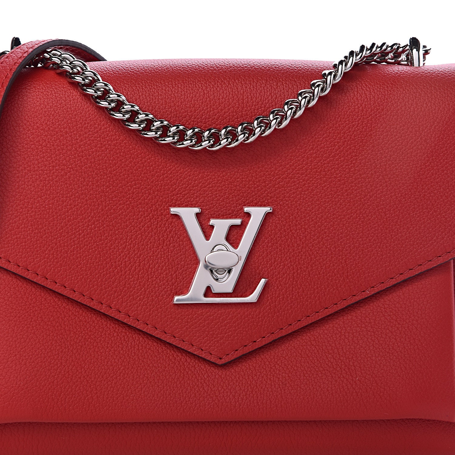 Louis Vuitton Soft Calfskin Mylockme Chain Bag BB Rubis 9 of 10