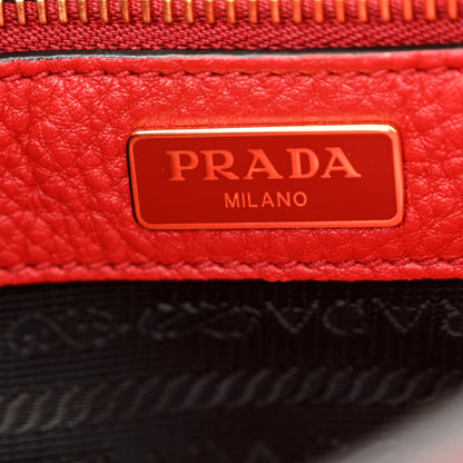 Prada Vitello Daino Double Buckle Messenger Bag Rosso 6 of 10