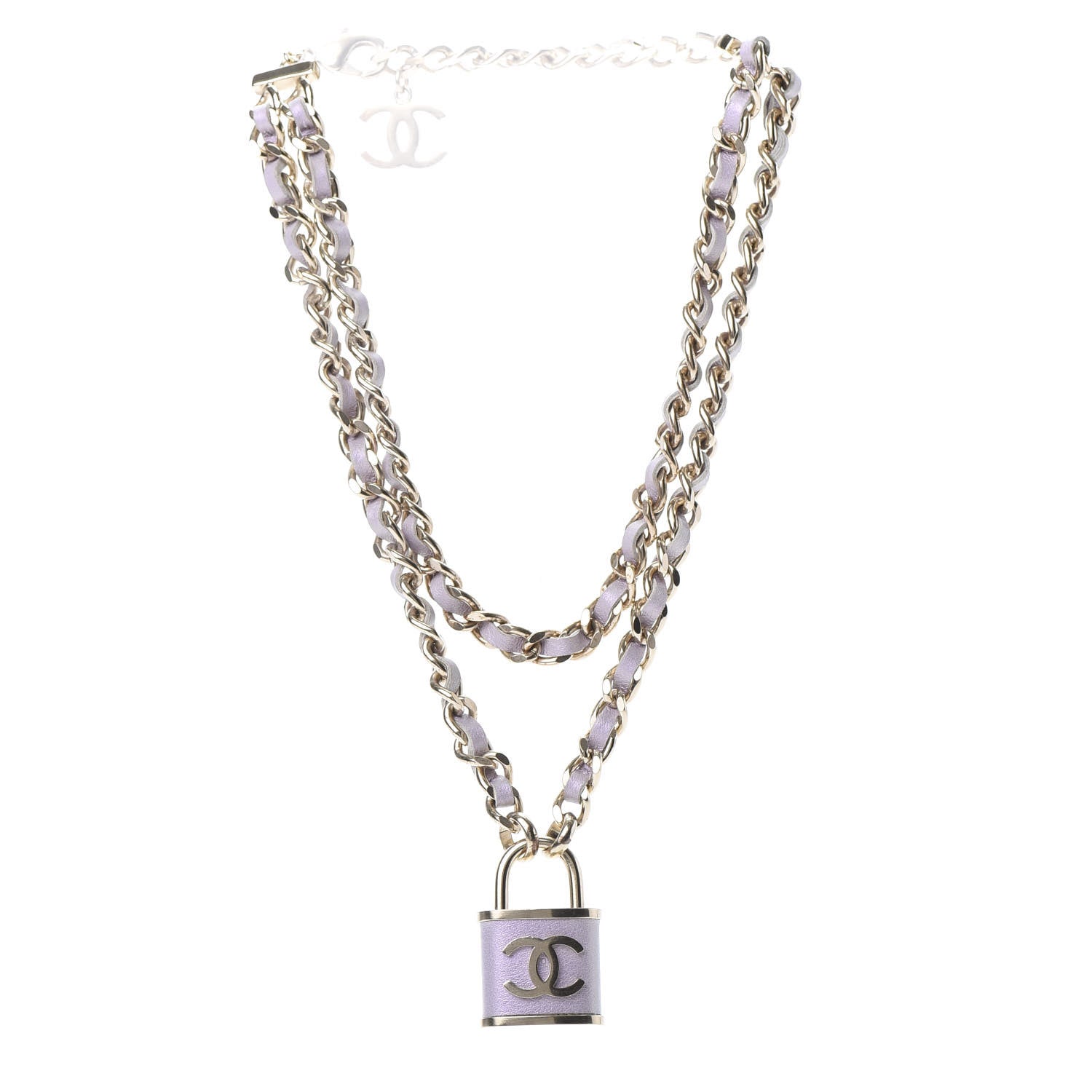 Chanel Metal Lambskin Lock Necklace Pink 3 of 5