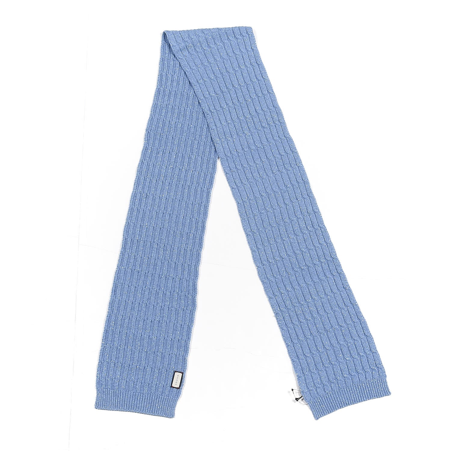 Gucci Wool Knit Shine Reg Scarf Bluette Sky Blue 2 of 4