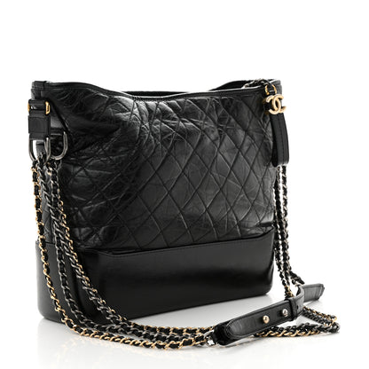 Chanel Aged Calfskin Quilted Large Gabrielle Hobo Black 3 of 13