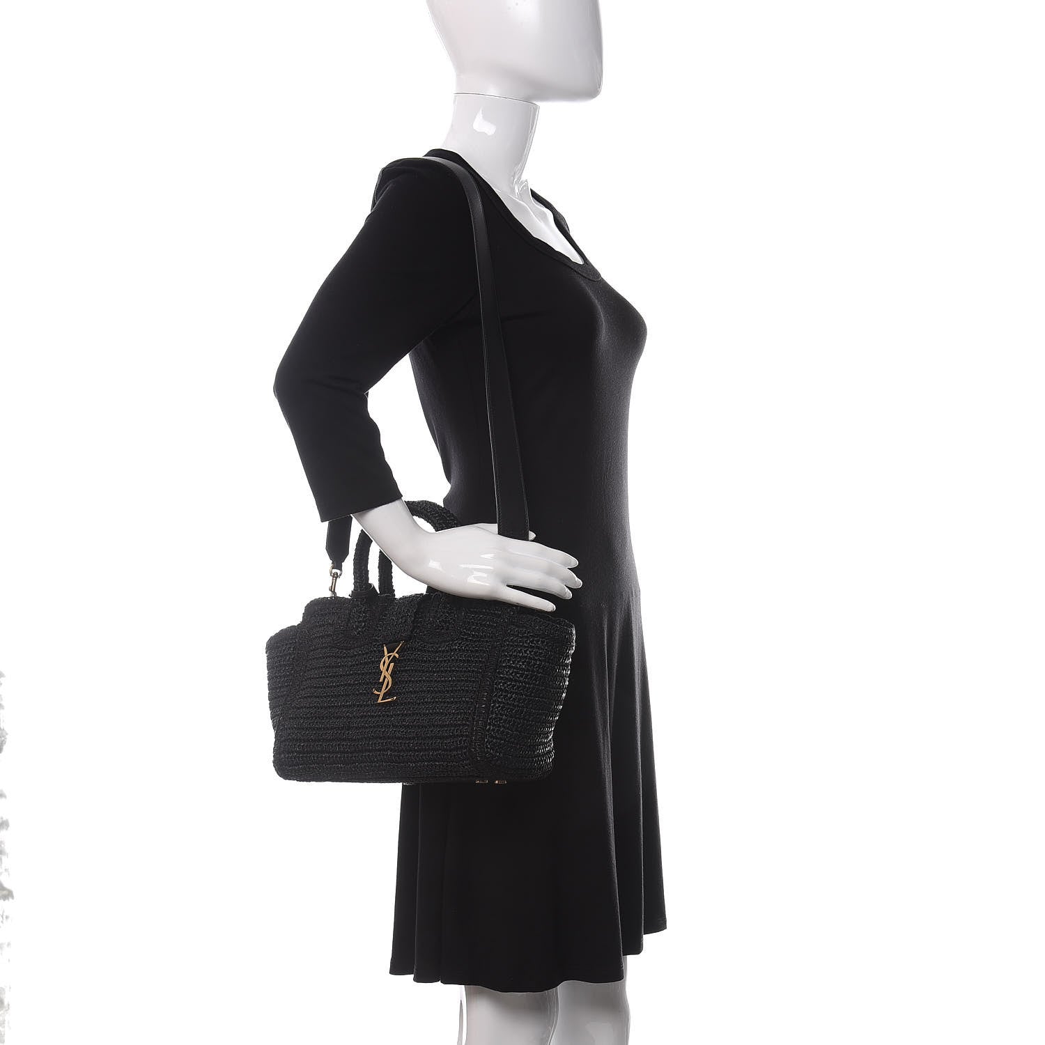 Saint Laurent Raffia Baby Monogram Downtown Cabas Black 2 of 10