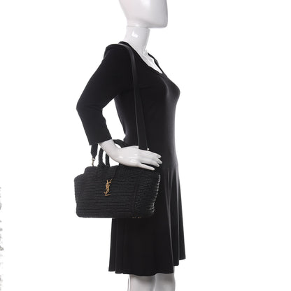 Saint Laurent Raffia Baby Monogram Downtown Cabas Black 2 of 10