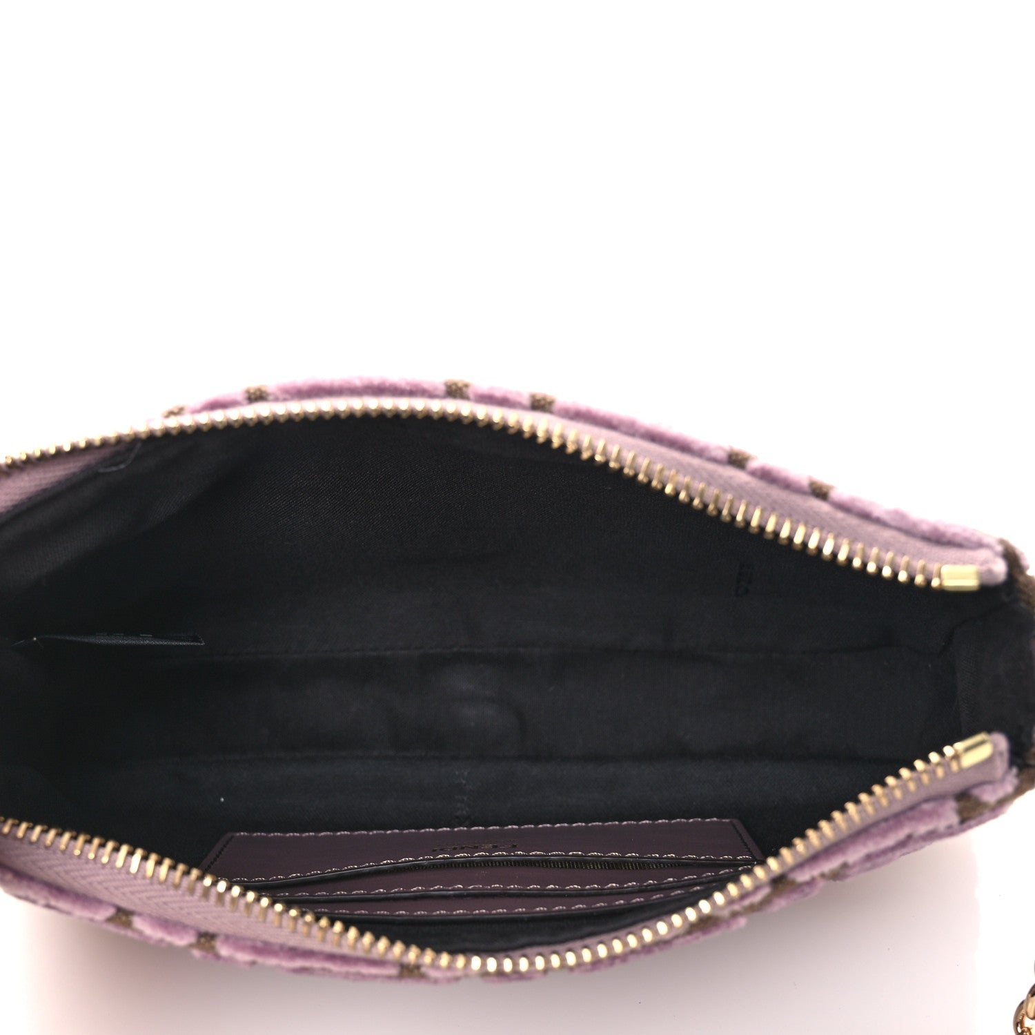 Fendi Velvet Jacquard FF Baguette Pouch Mauve Beige 1795040