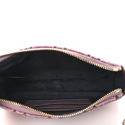 Fendi Velvet Jacquard FF Baguette Pouch Mauve Beige 5 of 11