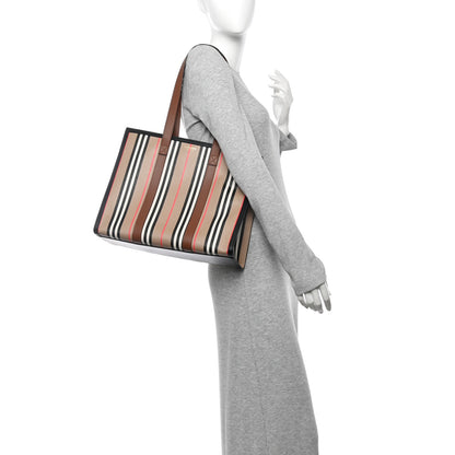 Burberry E-Canvas Stripe Book Tote Archive Beige 2 of 11