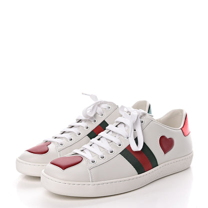 Gucci Calfskin Web Heart Embroidered Womens Ace Sneakers 38 White 3 of 12