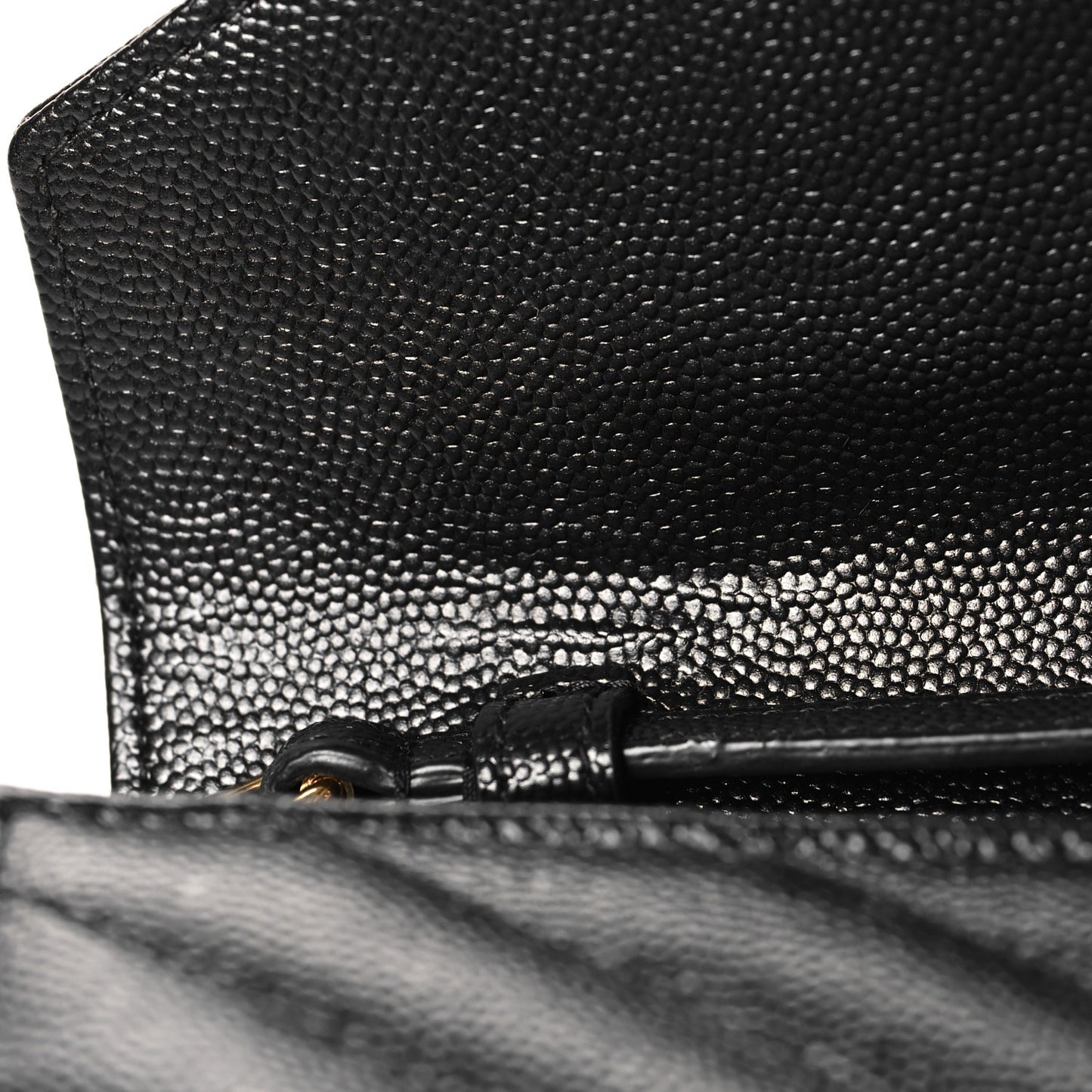 Grain De Poudre Matelasse Chevron Monogram Chain Wallet Black