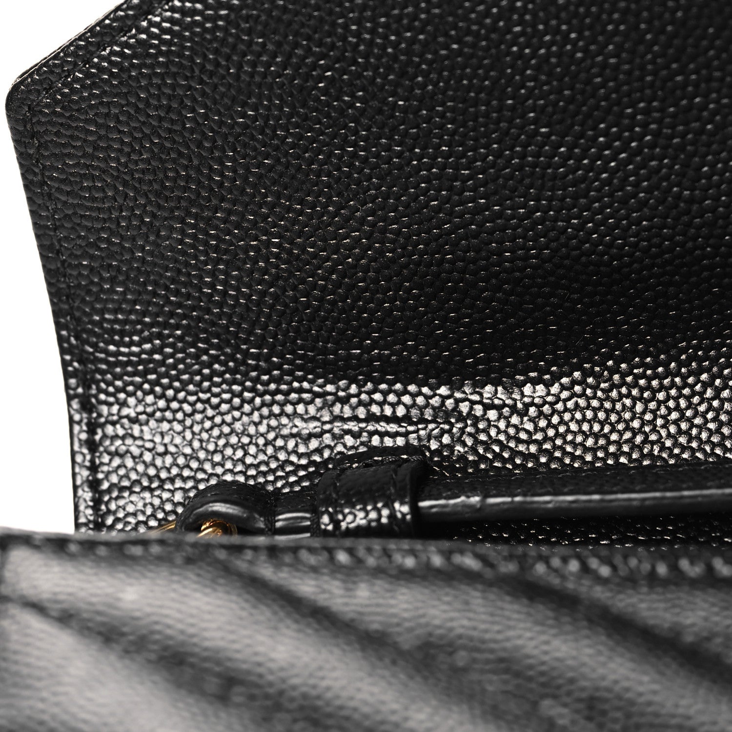Saint Laurent Grain De Poudre Matelasse Chevron Monogram Chain Wallet Black 11 of 13
