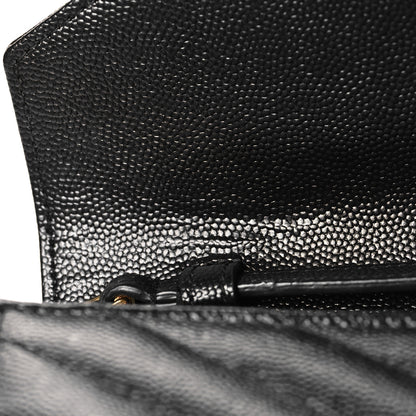 Saint Laurent Grain De Poudre Matelasse Chevron Monogram Chain Wallet Black 11 of 13