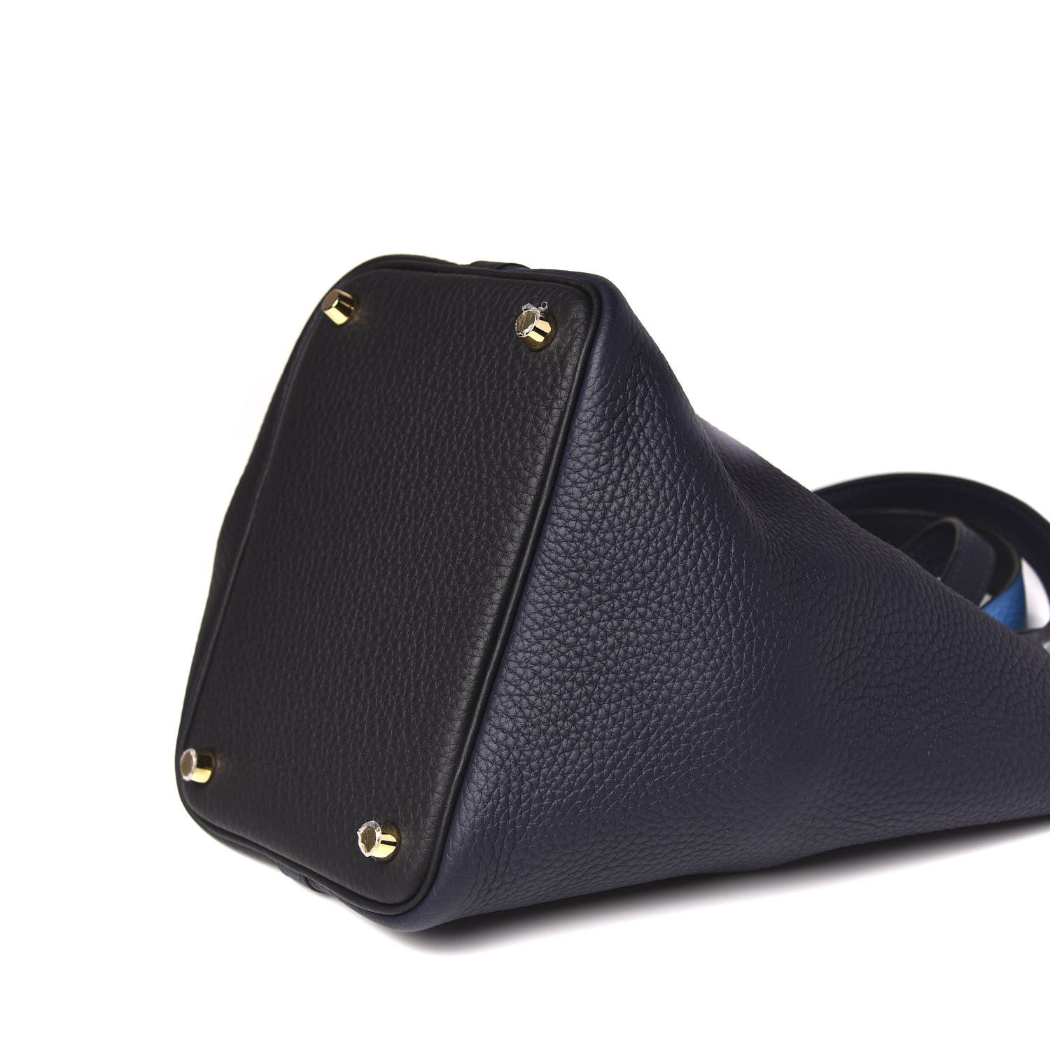 Hermes Taurillon Clemence Casaque Picotin Lock 18 PM Blue Nuit Black Bleu Frida 9 of 12